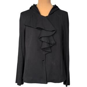 Poleci Women's Ruffled Detail Hooded Jacket Black Cotton‎ Size 8 Gothic